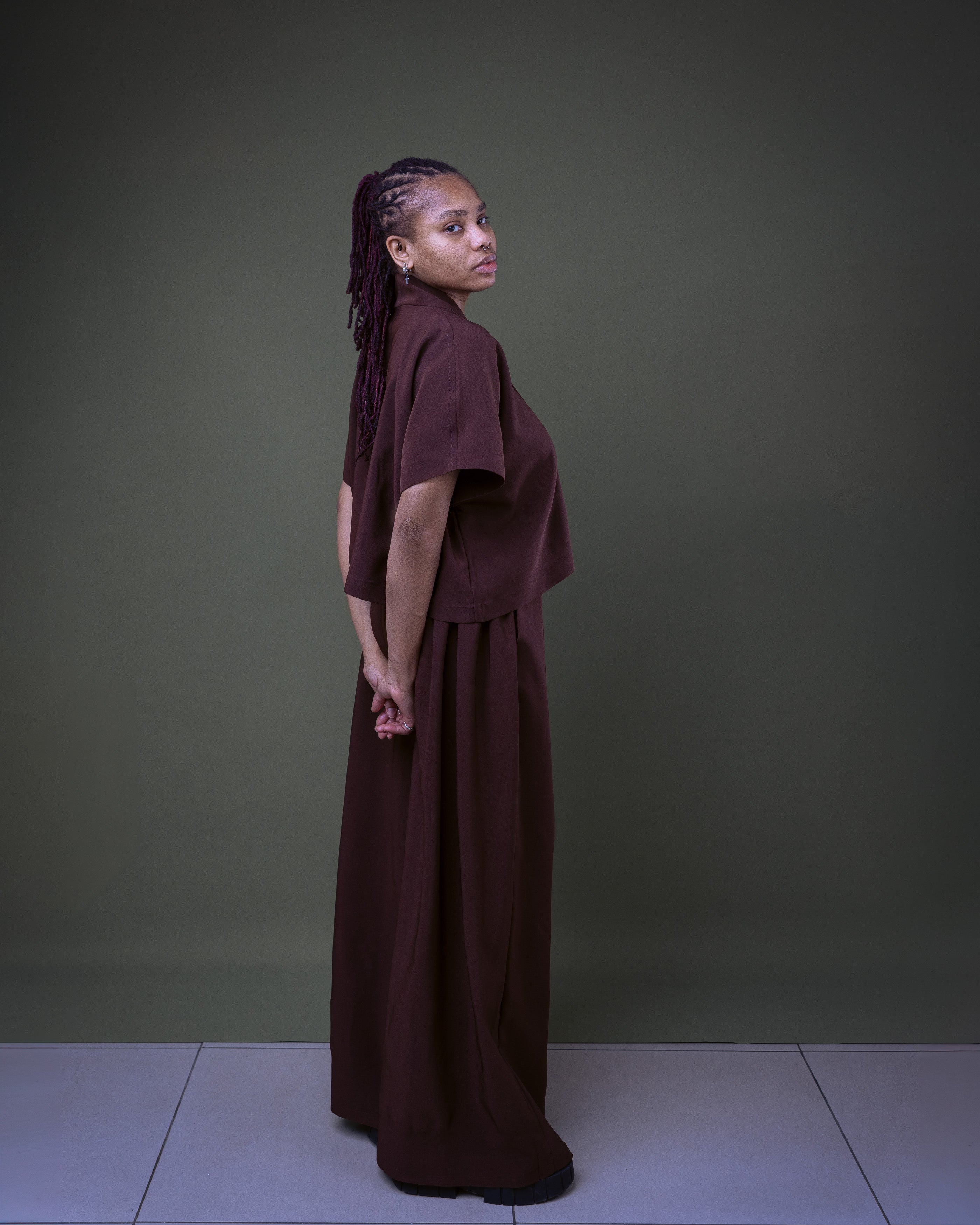 Non-Binary Wide Leg Trouser and Loose Gilet Set