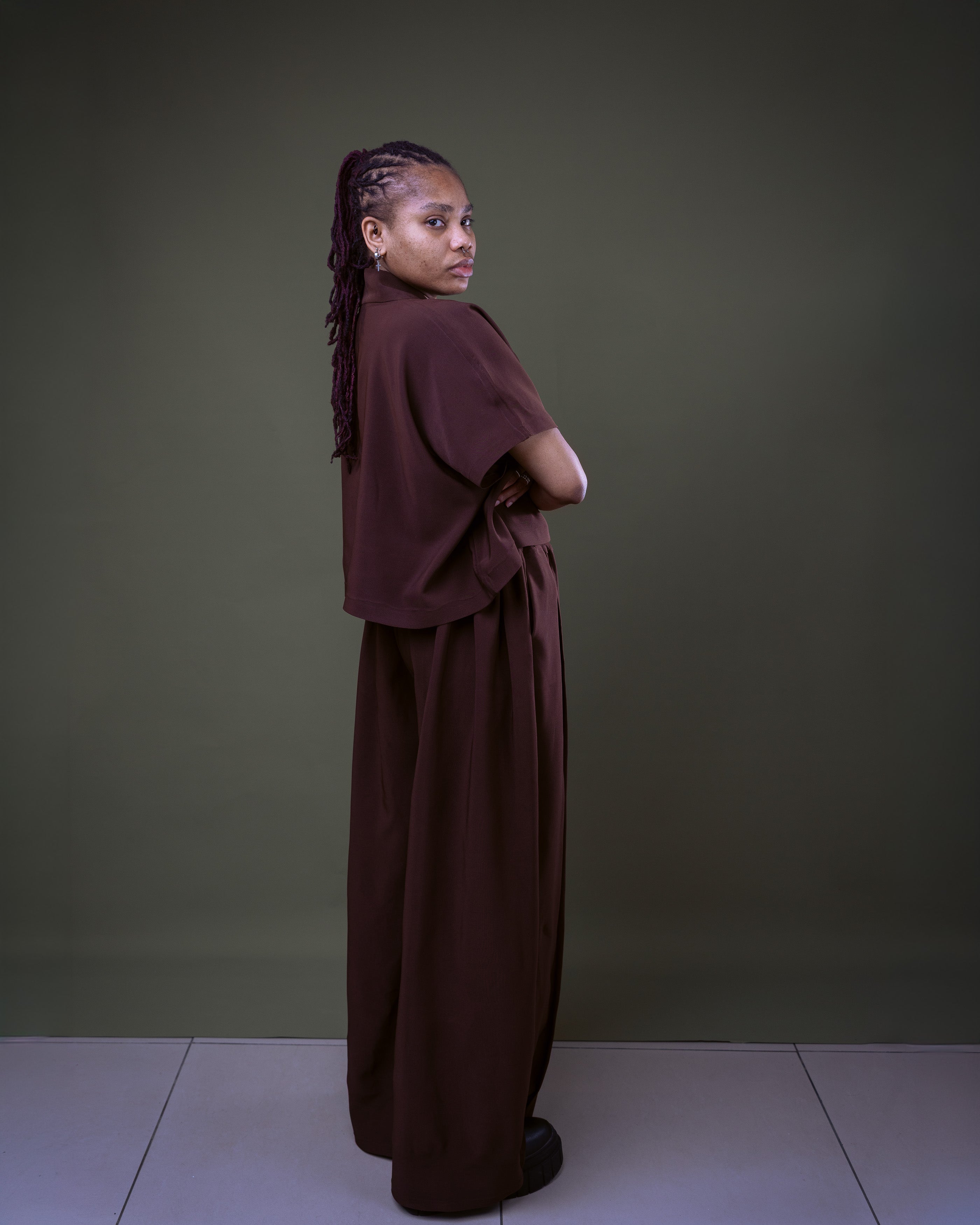 Non-Binary Wide Leg Trouser and Loose Gilet Set