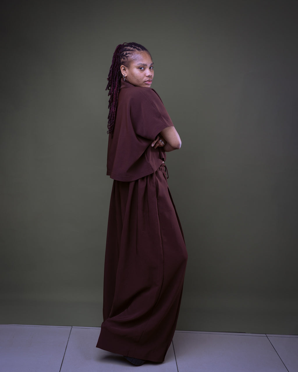 Non-Binary Wide Leg Trouser and Loose Gilet Set