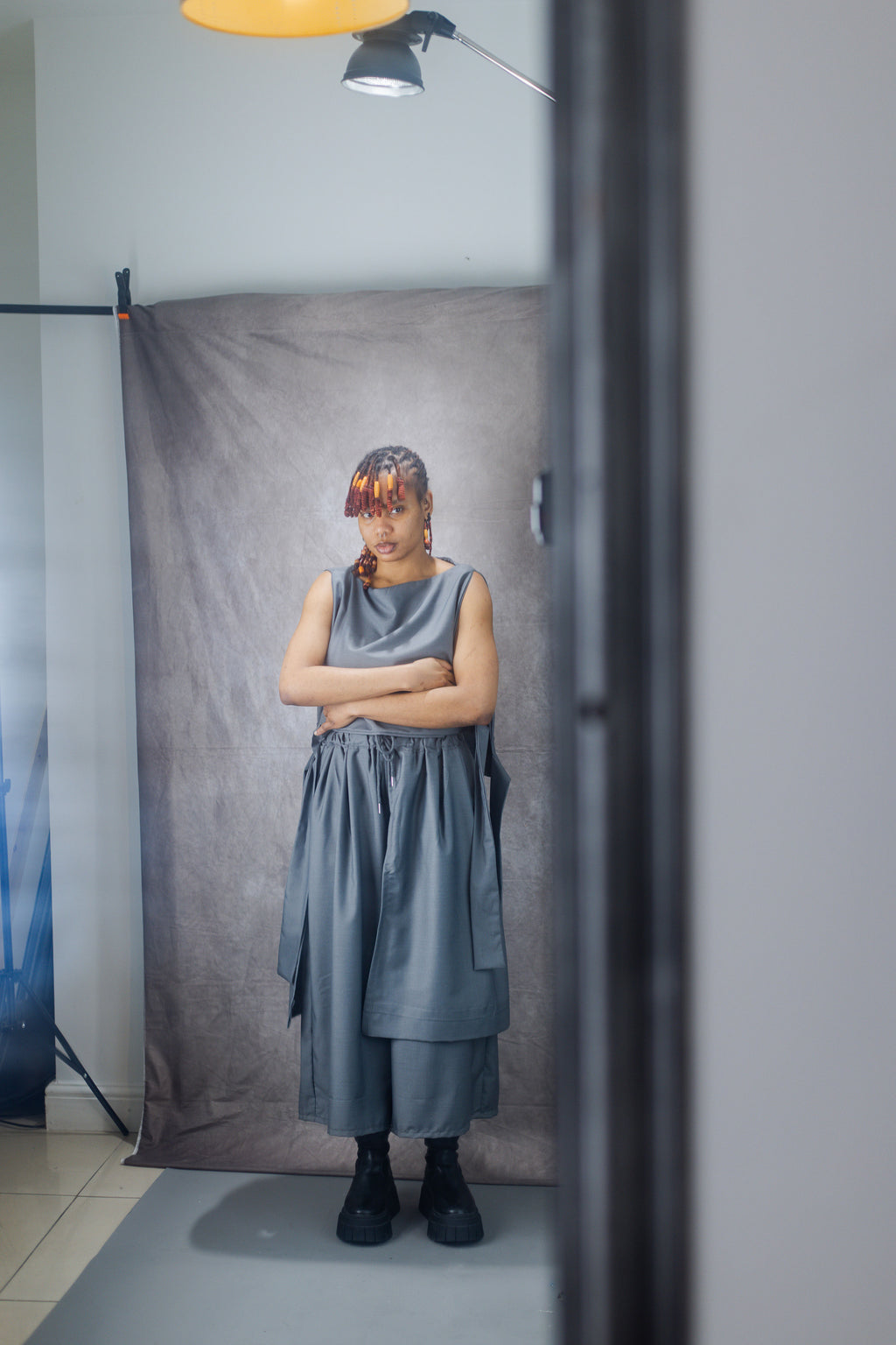 Gender neutral Wide Leg Trouser and Sculptural Vest Set