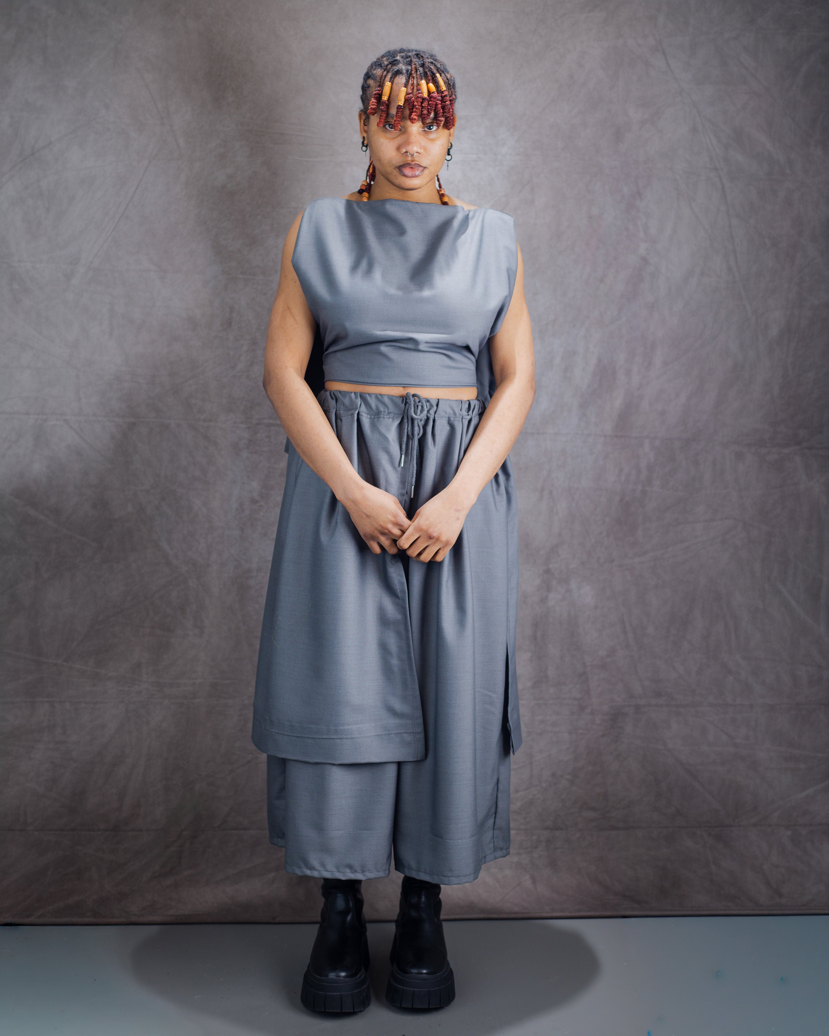 Gender neutral Wide Leg Trouser and Sculptural Vest Set