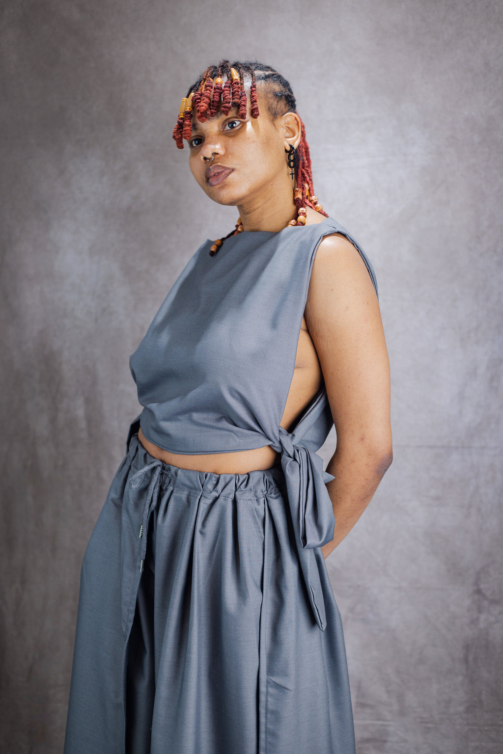 Gender neutral Wide Leg Trouser and Sculptural Vest Set