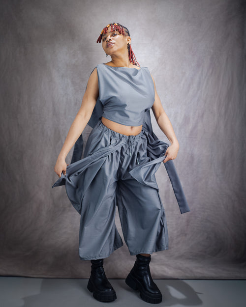 Gender neutral Wide Leg Trouser and Sculptural Vest Set
