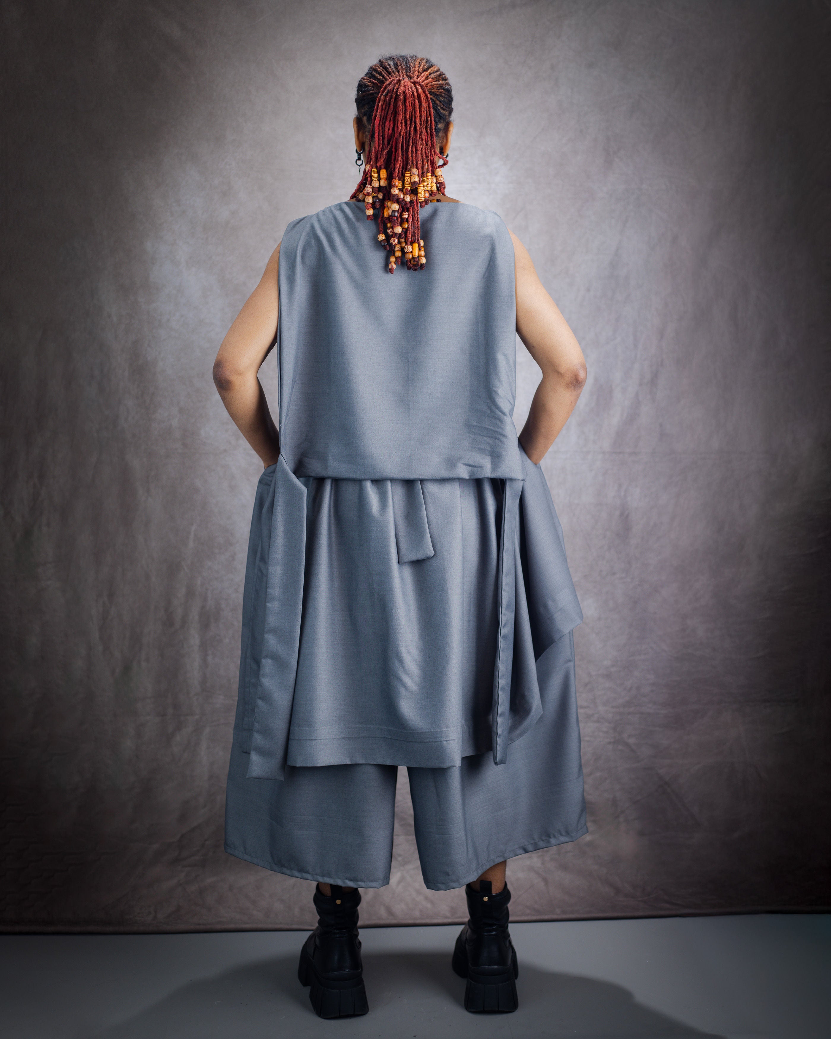 Gender neutral Wide Leg Trouser and Sculptural Vest Set