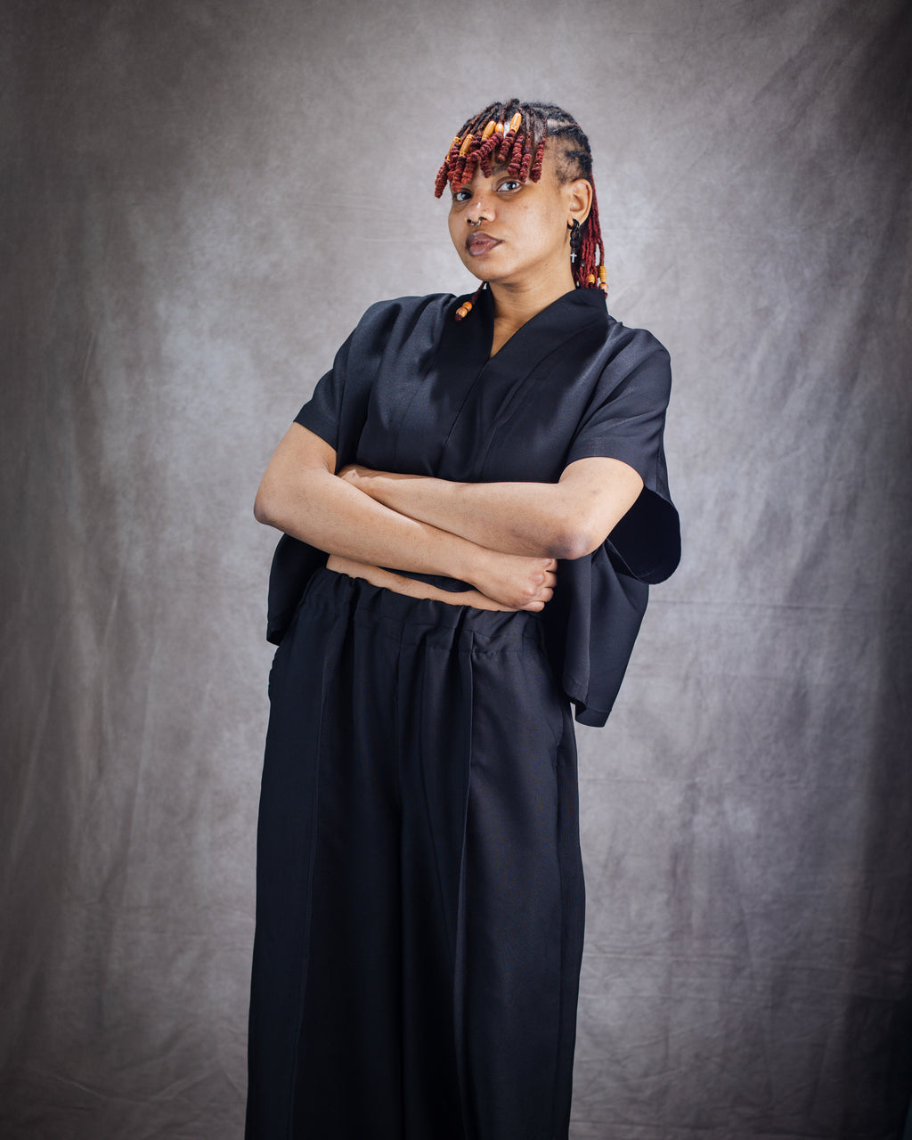 Non-Binary Wide Leg Trouser and Loose Gilet Set