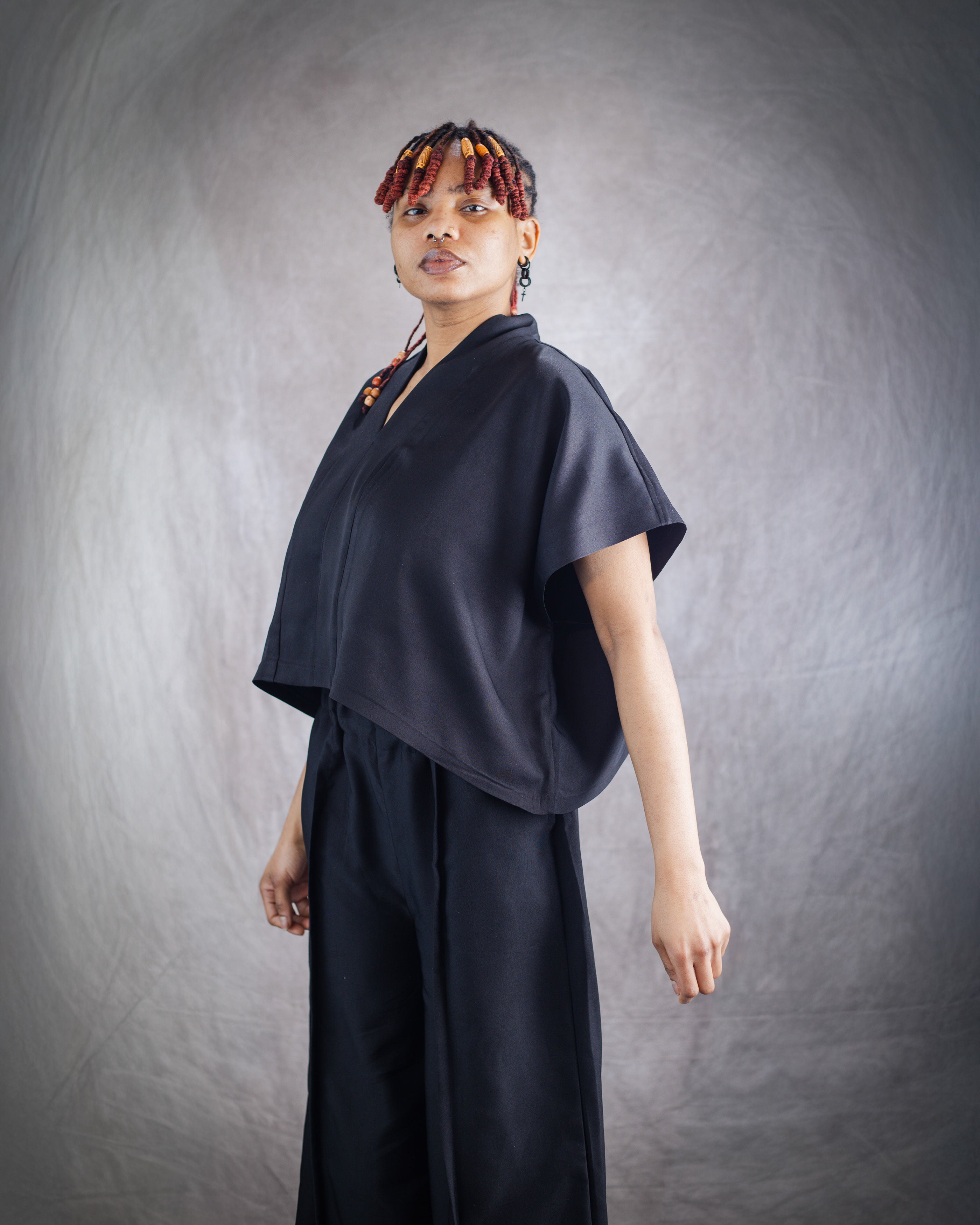 Non-Binary Wide Leg Trouser and Loose Gilet Set