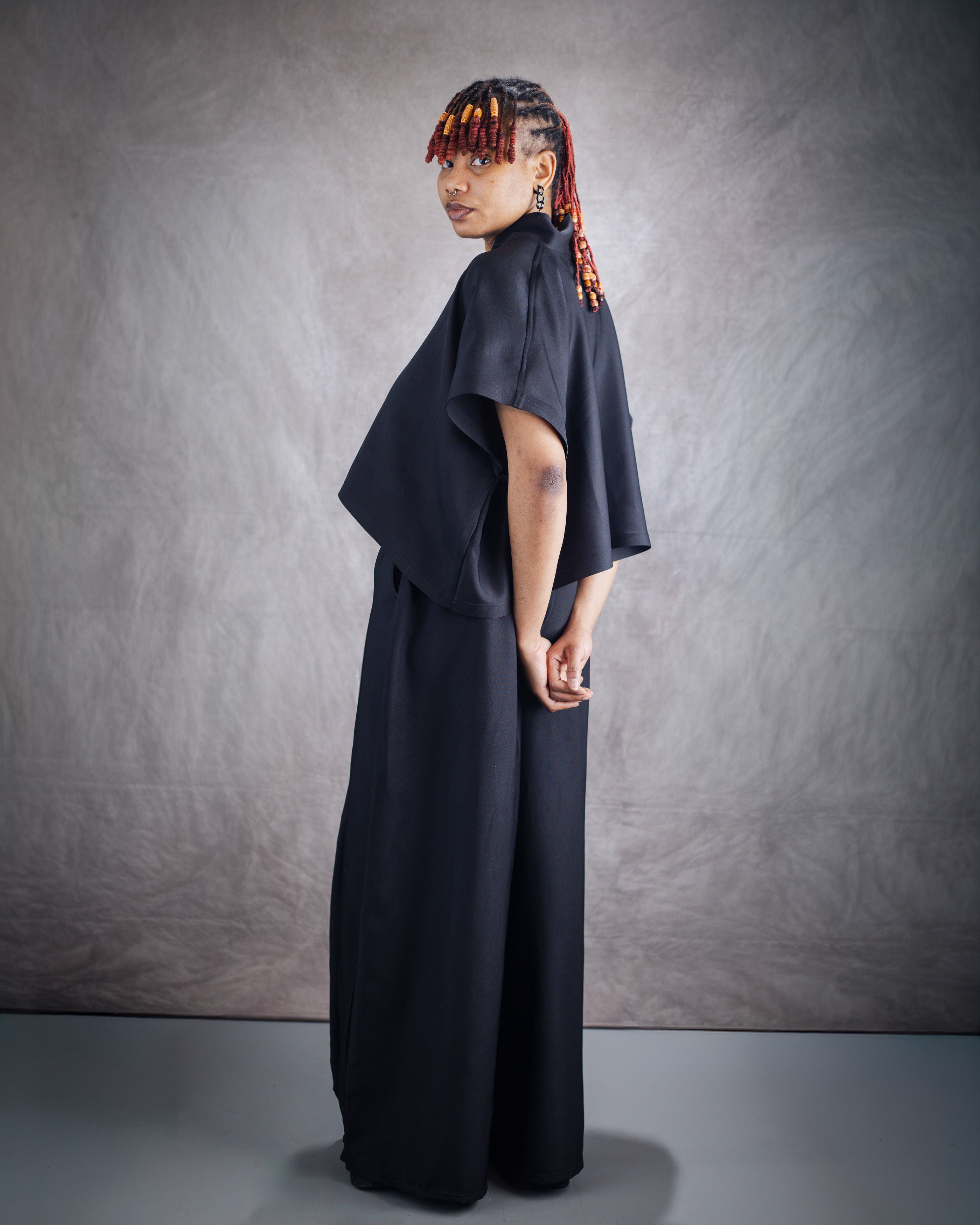 Non-Binary Wide Leg Trouser and Loose Gilet Set