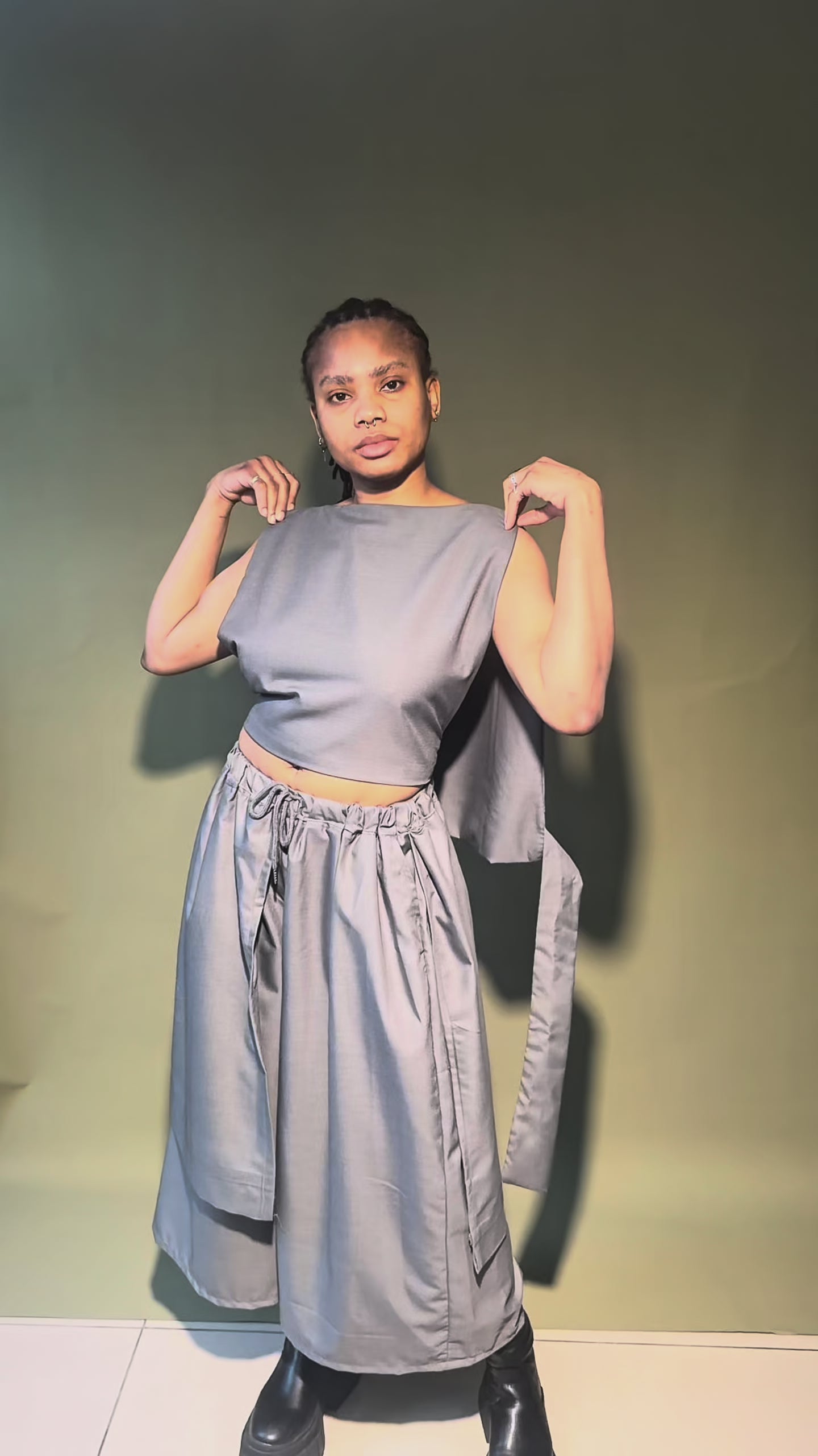 Gender neutral Wide Leg Trouser and Sculptural Vest Set